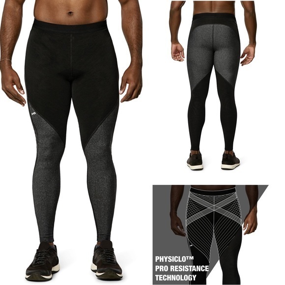 Physiclo Pro Resistance Band Men Compression Tights Leggings Athletic Grey Black - Picture 1 of 13